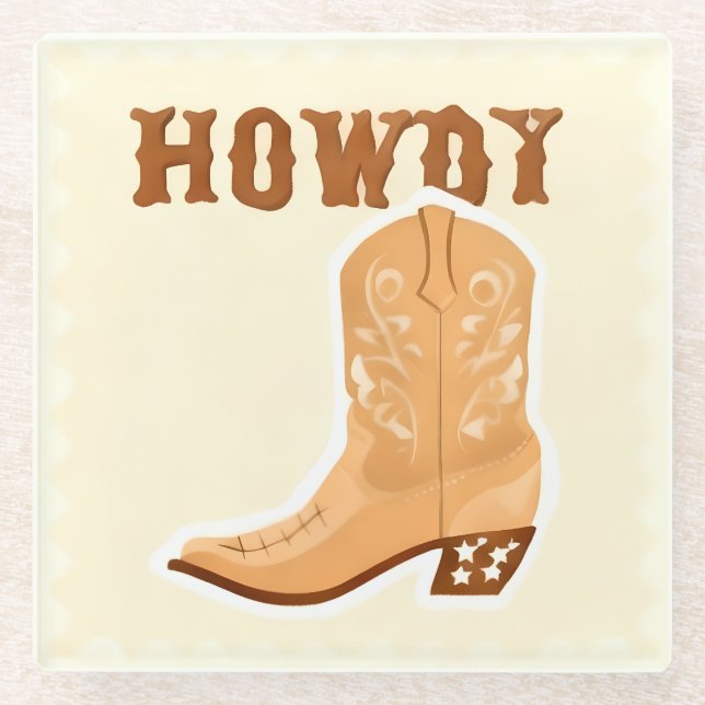 HOWDY Bar Glass Coaster (Front)