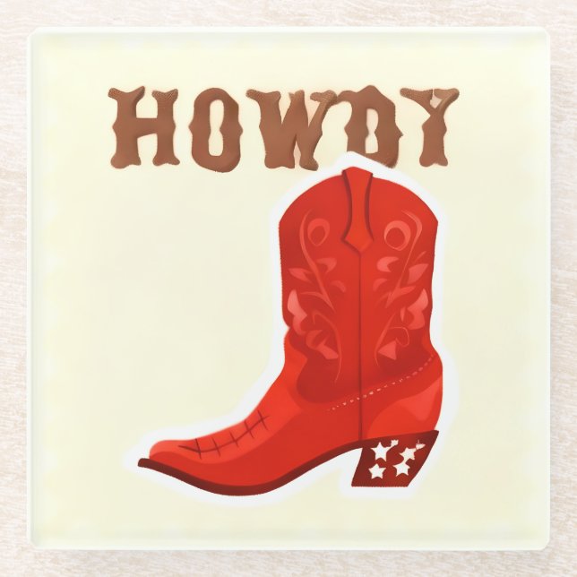 HOWDY Bar Glass Coaster (Front)