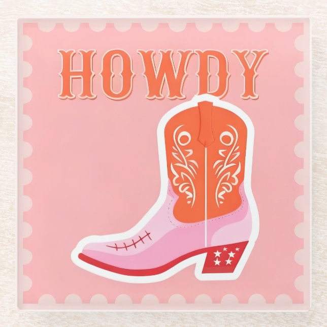 HOWDY Bar Glass Coaster (Front)