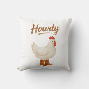 Howdy Chicken in Cowboy Boots Cushion