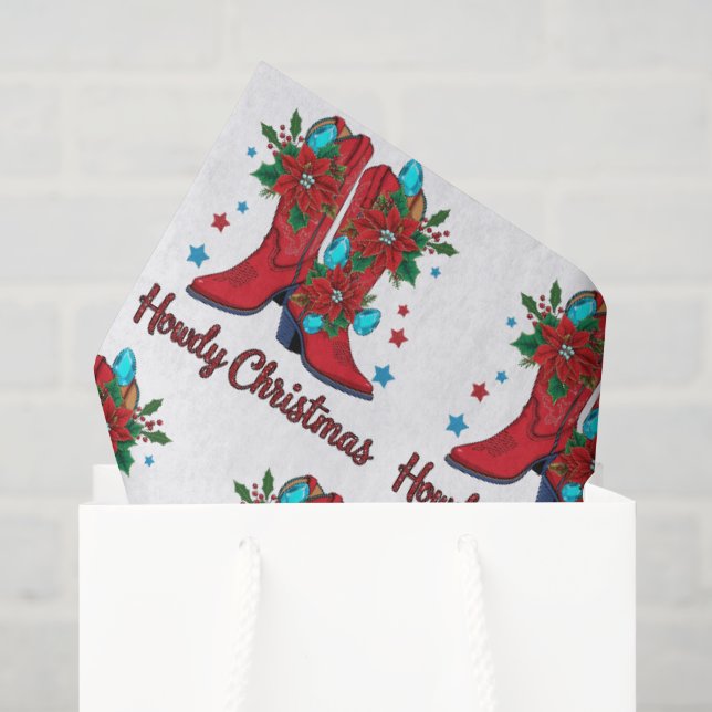 Howdy Christmas Boots Tissue Paper (Gift Bag)