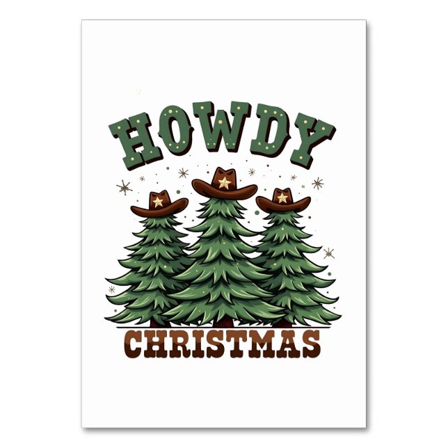 Howdy Christmas Cactus Western Xmas  Table Number (Front)