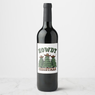 Howdy Christmas Cactus Western Xmas Wine Label