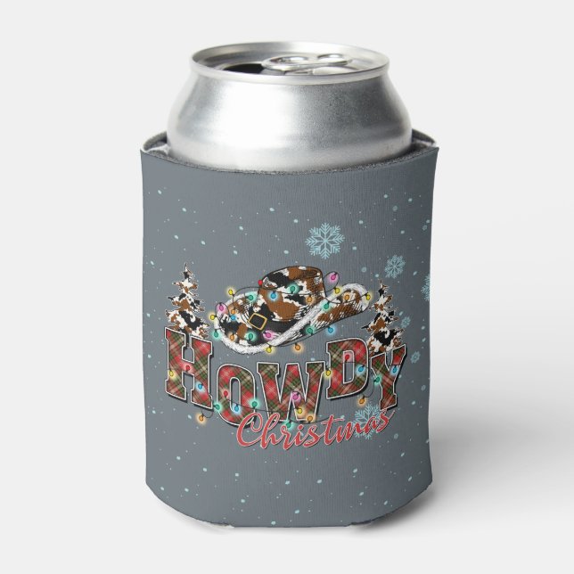 Howdy Christmas | Cowboy Christmas Tree Can Cooler (Can Front)