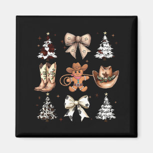 Howdy Christmas Cowboy Cowgirl Gingerbread Coquett Magnet