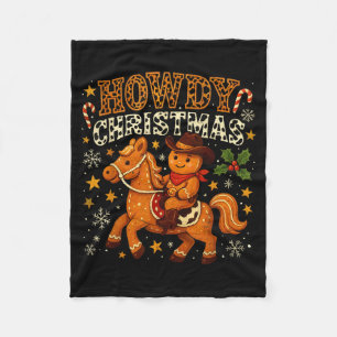 Howdy Christmas Cowboy Gingerbread Design  Fleece Blanket