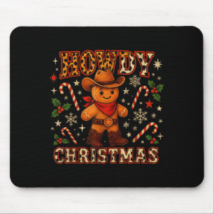 Howdy Christmas Cowboy Gingerbread Design Mouse Pad