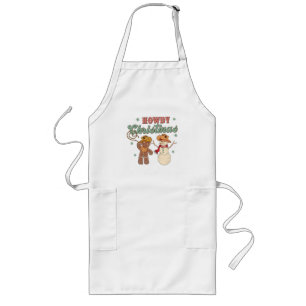 Howdy Christmas Cowboy Snowman Western Funny Long Apron