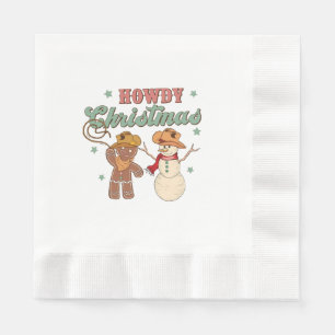 Howdy Christmas Cowboy Snowman Western Funny Napkin