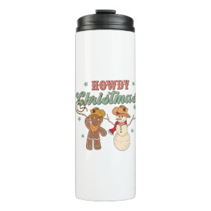 Howdy Christmas Cowboy Snowman Western Funny Thermal Tumbler