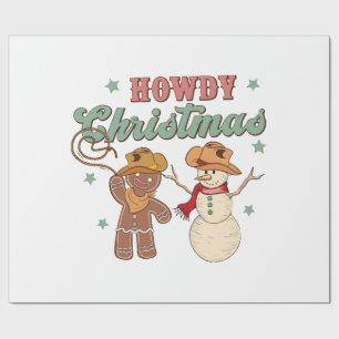 Howdy Christmas Cowboy Snowman Western Funny Wrapping Paper