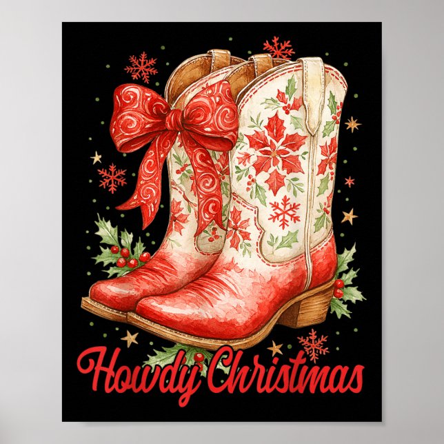 Howdy Christmas Family Pyjamas Coquette Bow Cowgir Poster (Front)