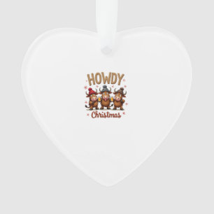 Howdy Christmas Funny Highland Cow Xmas Cows Lover Ornament