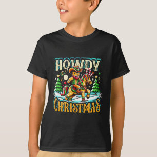 Howdy Christmas Gingerbread Man Cowboy Ride Horse T-Shirt