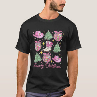 Howdy Christmas Pink Christmas Coquette Christmas T-Shirt