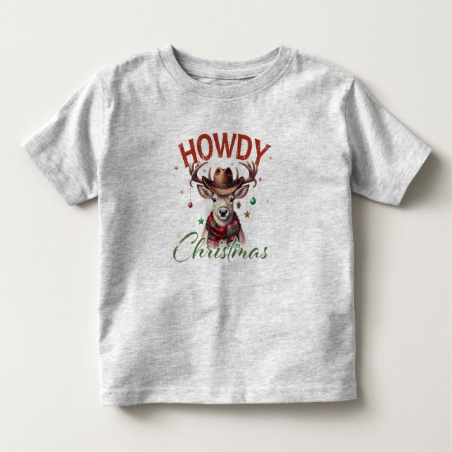 Howdy Christmas - Reindeer Buck Toddler T-Shirt (Front)