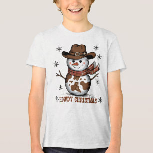 Howdy Christmas Snowman  Tri-Blend Shirt