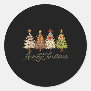 Howdy Christmas Tree Coquette Bow Western Cowboy C Classic Round Sticker