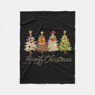 Howdy Christmas Tree Coquette Bow Western Cowboy C Fleece Blanket