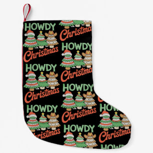 Howdy Christmas Tree Cowboy Western Cakes Xmas Small Christmas Stocking