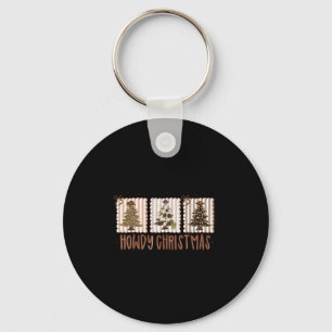 Howdy Christmas Western Country Coquette Bow Xmas  Key Ring