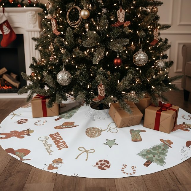 Howdy Christmas Western Cowboy Brushed Polyester Tree Skirt (Creator Uploaded)