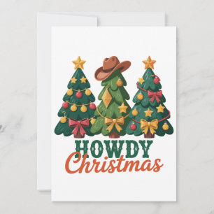 Howdy Christmas Western Cowgirl Cowboy Country Holiday Card