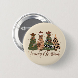 Howdy Christmas Western Retro Tree Cowboy Cowgirl  6 Cm Round Badge