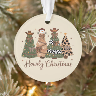Howdy Christmas Western Retro Tree Cowboy Cowgirl Ornament