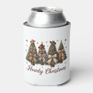 Howdy Christmas Western Xmas Tree Leopard Bow Can Cooler
