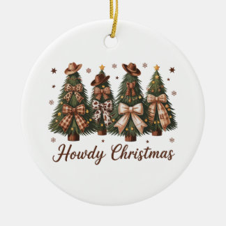 Howdy Christmas Western Xmas Tree Leopard Bow Ceramic Tree Decoration