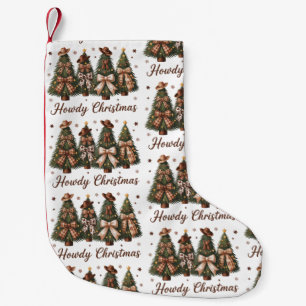 Howdy Christmas Western Xmas Tree Leopard Bow Small Christmas Stocking