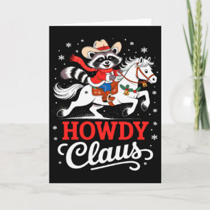 Howdy Claus Funny Racoon Cowboy Christmas Card