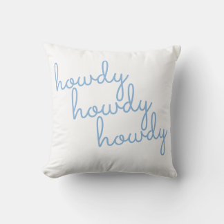 Howdy Coastal Cowgirl Vintage Blue Script Cushion