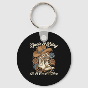 Howdy Country Rodeo Boots &amp; Bling Its A Cowgir Key Ring