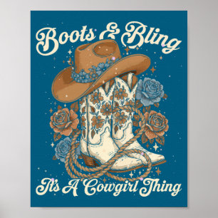 Howdy Country Rodeo Boots & Bling Its A Cowgir Poster