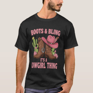 Howdy Country Rodeo Girl Western Boots & Bling its T-Shirt