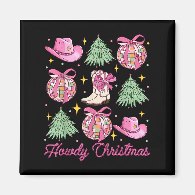 Howdy Cowboy Christmas Western Country Coquette Di Magnet (Front)