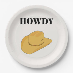 Howdy Cowboy Hat Yellow Paper Plate