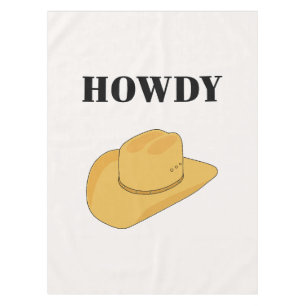 Howdy Cowboy Hat Yellow Tablecloth