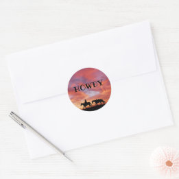Howdy Cowboy Horse Western Sky Classic Round Sticker