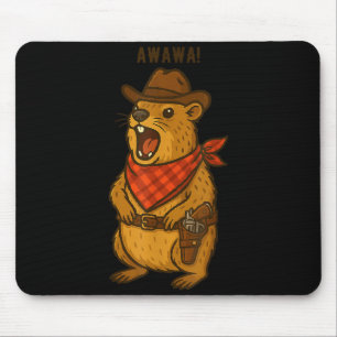 Howdy Cowboy Rock Hyrax Awawa Western Funny _2  Mouse Pad