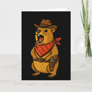 Howdy Cowboy Rock Hyrax Awawa Western Funny  Card