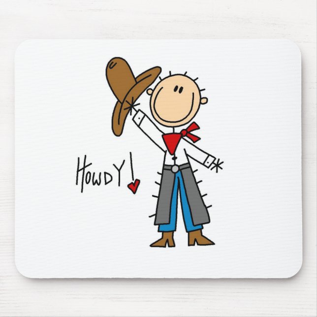 Howdy! Cowboy Stick Figure Mousepad (Front)