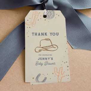 Howdy Cowboy Western Baby Shower Thank You Favour Gift Tags