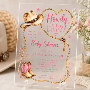 Howdy Cowgirl Acrylic Baby Shower Invitation