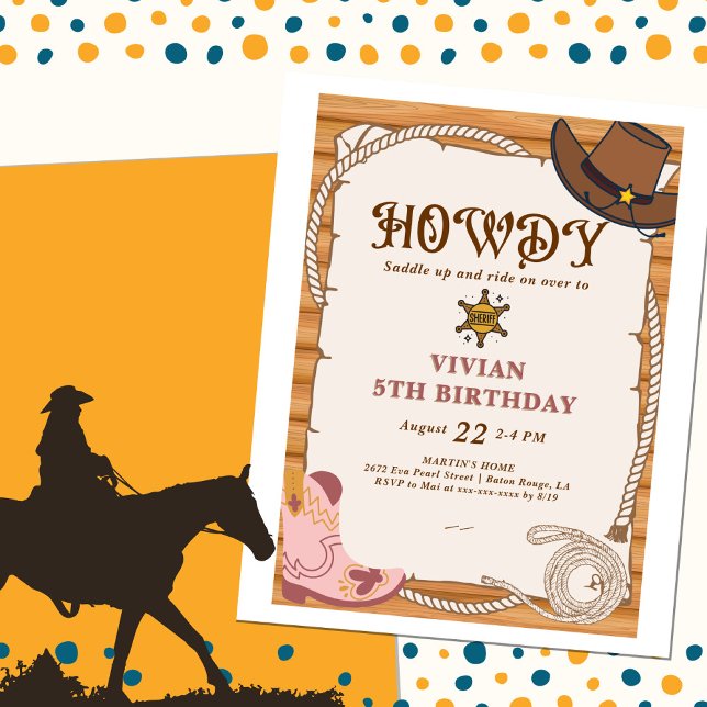 Howdy! Cowgirl Saddle Up Birthday Invitation (Creator Uploaded)
