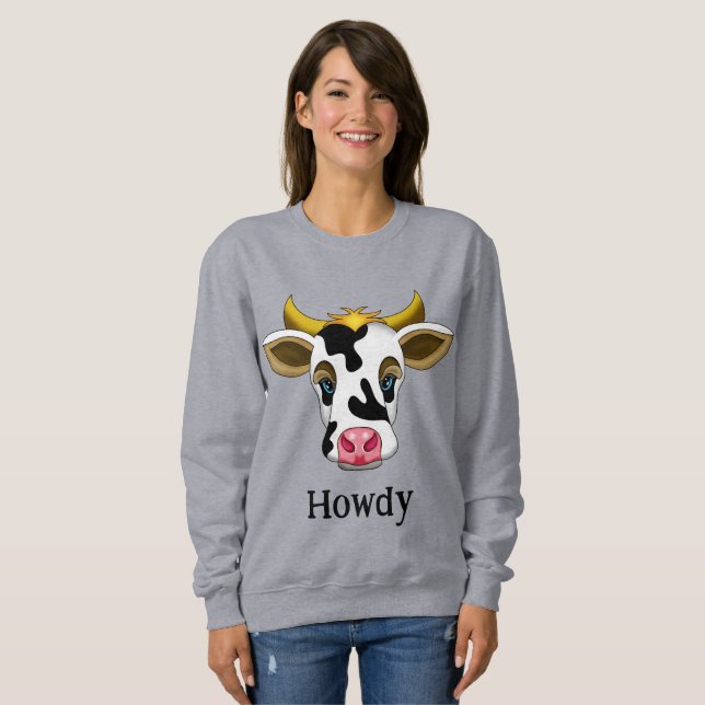 Howdy | Cute Cow Sweatshirt (Front Full)
