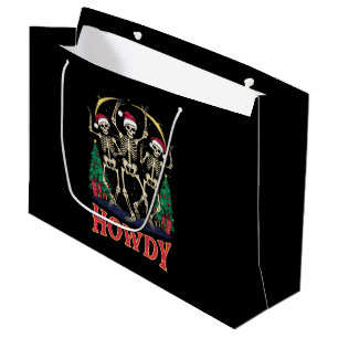 Howdy Dancing Skeleton Funny Christmas Holiday Large Gift Bag