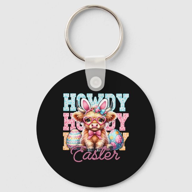 Howdy Easter Bunny Ears Happy Easter Day  Key Ring (Front)
